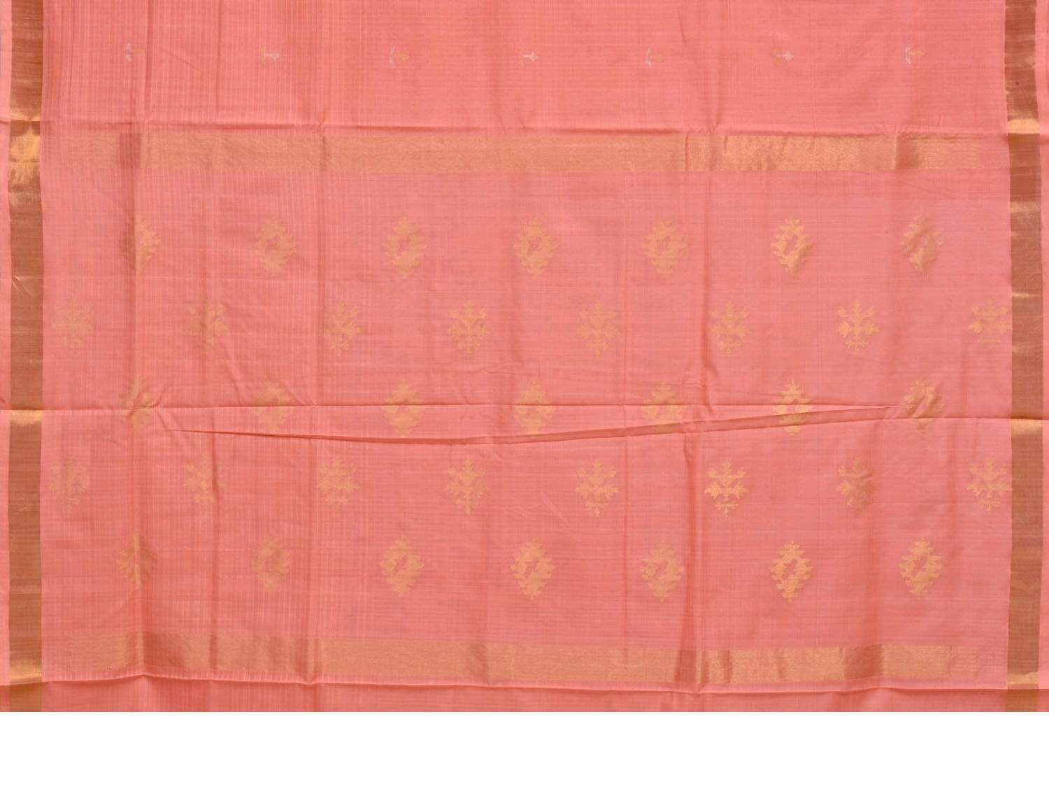 Baby Pink Uppada Cotton Handloom Saree with Assorted Buta Pallu Design - Global Threads | Swadesiicart