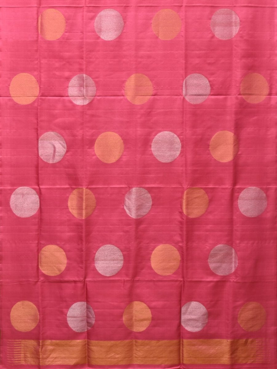 Baby Pink Uppada Silk Handloom Saree with Big Round Body Buta Design - Global Threads | Swadesiicart