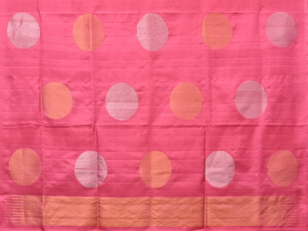 Baby Pink Uppada Silk Handloom Saree with Big Round Body Buta Design - Global Threads | Swadesiicart