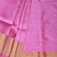 Baby Pink Uppada Silk Handloom Saree with Corner Mango Pallu Design - Global Threads | Swadesiicart