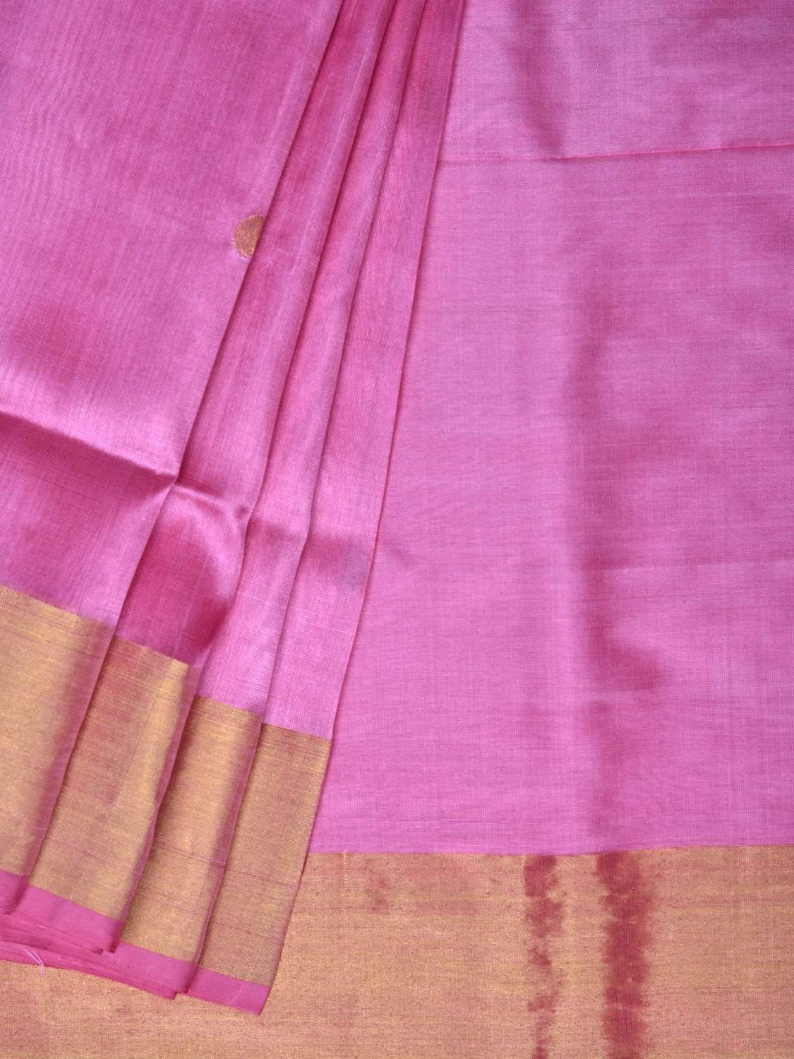 Baby Pink Uppada Silk Handloom Saree with Corner Mango Pallu Design - Global Threads | Swadesiicart