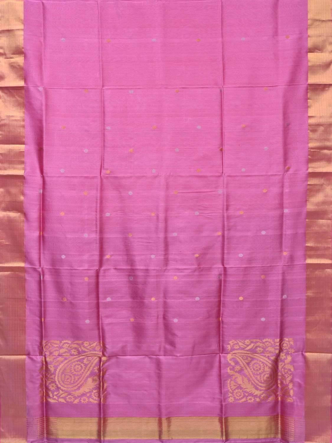 Baby Pink Uppada Silk Handloom Saree with Corner Mango Pallu Design - Global Threads | Swadesiicart