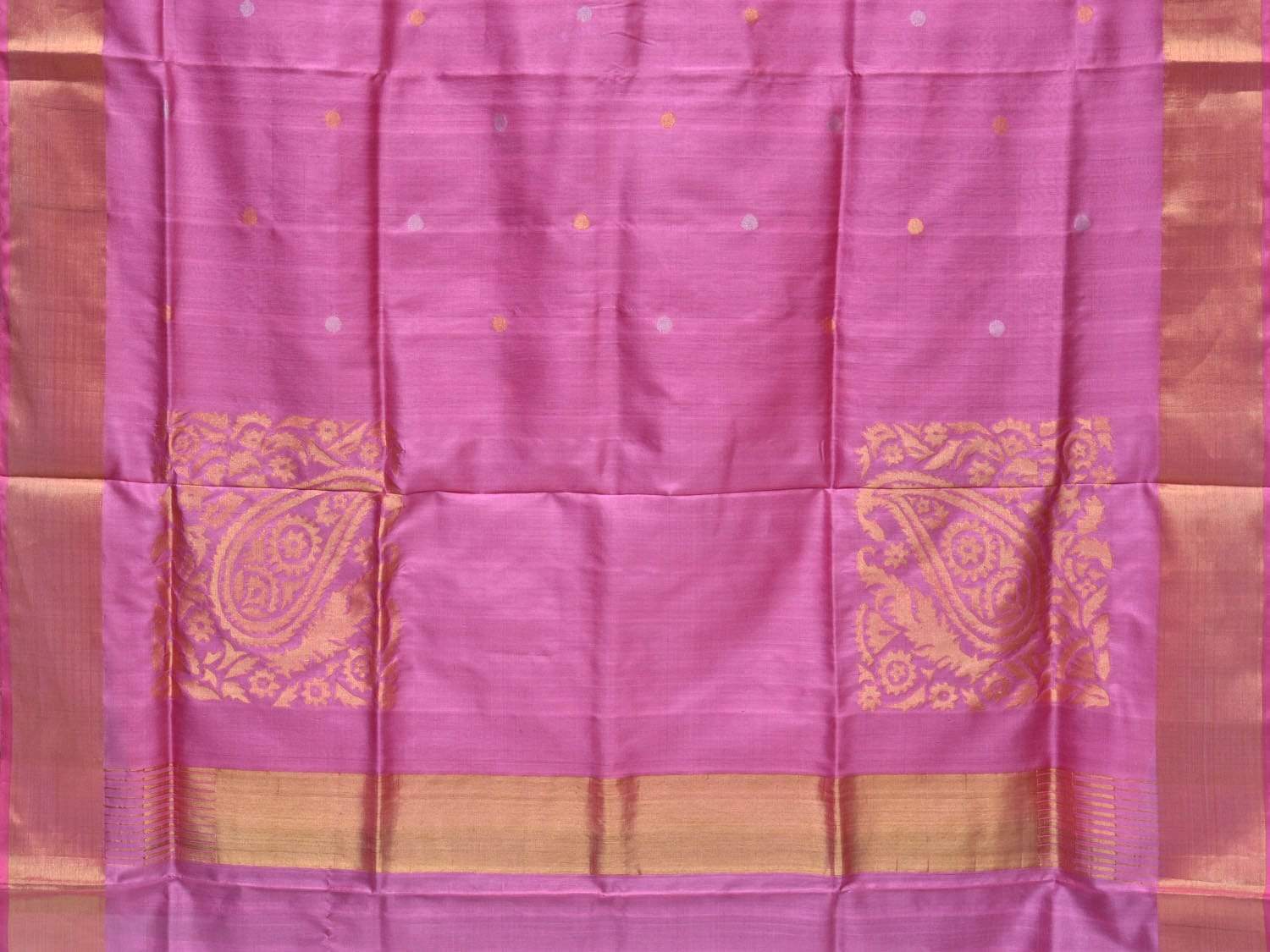 Baby Pink Uppada Silk Handloom Saree with Corner Mango Pallu Design - Global Threads | Swadesiicart