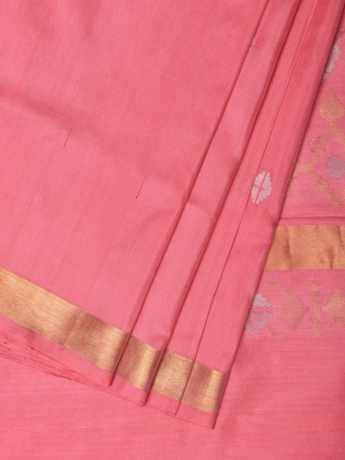 Baby Pink Uppada Silk Handloom Saree with Mango Pallu Design - Global Threads | Swadesiicart