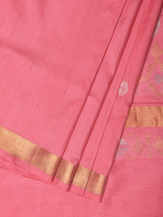 Baby Pink Uppada Silk Handloom Saree with Mango Pallu Design - Global Threads | Swadesiicart