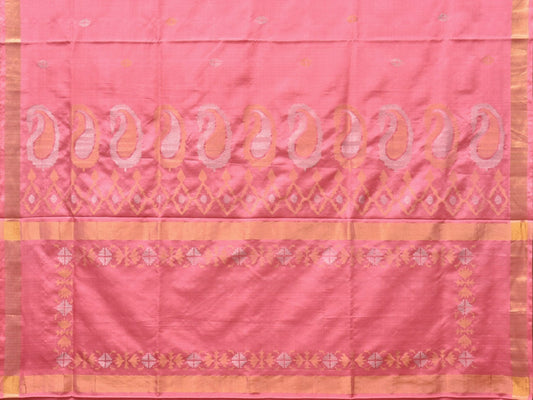 Baby Pink Uppada Silk Handloom Saree with Mango Pallu Design - Global Threads | Swadesiicart