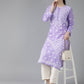 ADA Women Mauve & White Ethnic Motifs Embroidered Chikankari Kurta | Swadesiicart