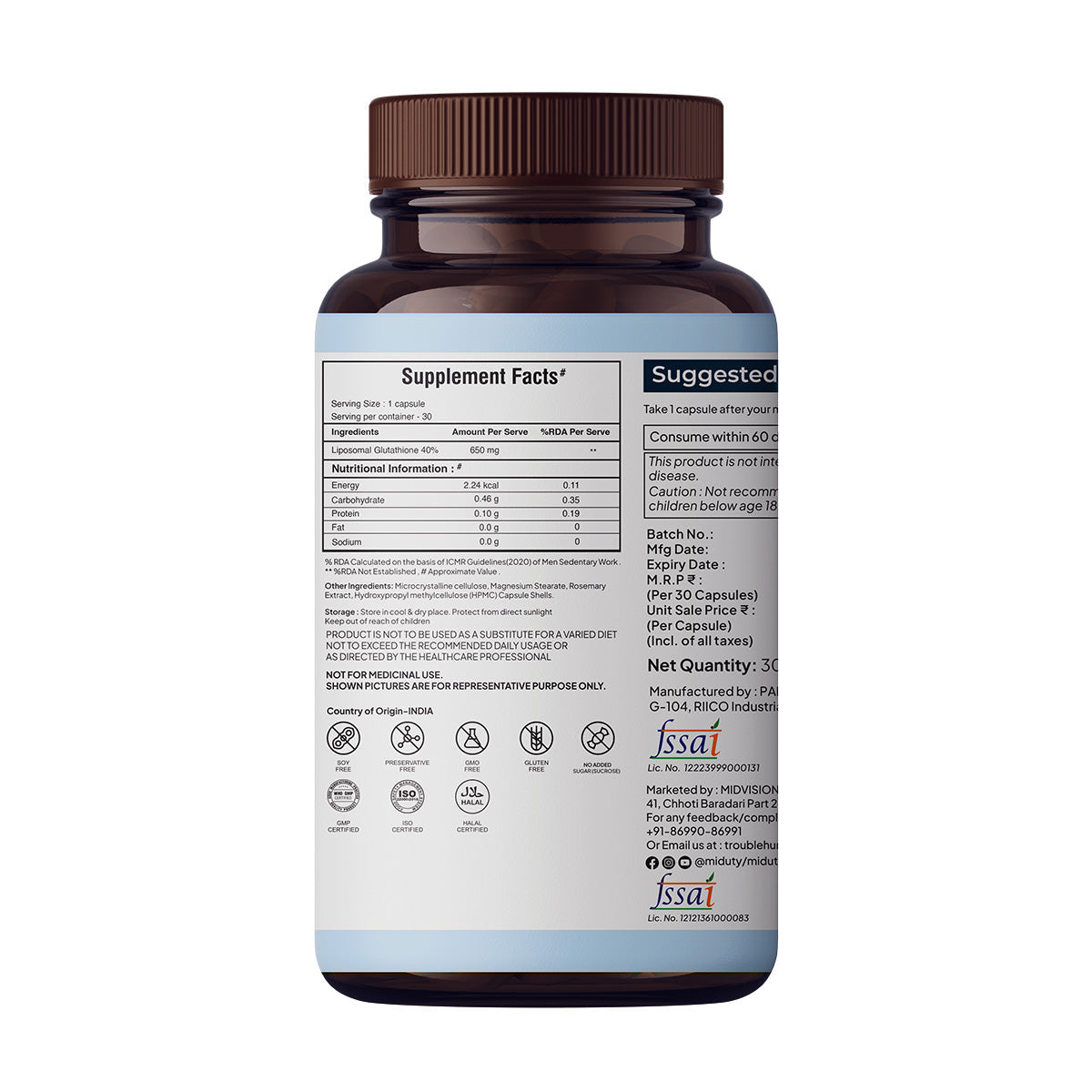 Miduty by Palak Notes Liposomal Glutathione Capsules - Swadesiicart