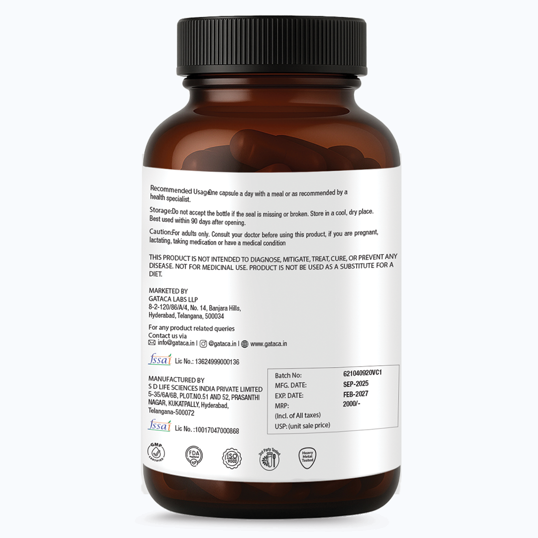GATACA Liposomal Vitamin C Capsules for High Bioavailability| Immunity, Better Skin & Iron Absorption | Swadesiicart