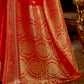 Mitera Red & Gold-Toned Woven Design Zari Silk Blend Banarasi Saree | Swadesiicart