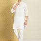 House of Pataudi Men Chikankari Embroidered Pure cotton Jashn Kurta with Churidar | Swadesiicart
