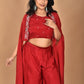 Morchari Women And Hand Embroidery Palazzo Set-Maroon - Swadesiicart