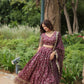 Lorenvalley Wine Pure Viscose Jacquard with Golden Embroidered Sequins work Lehenga Choli | Swadesiicart