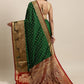 Mitera Green & Gold-Toned Woven Design Zari Silk Cotton Banarasi Saree | Swadesiicart