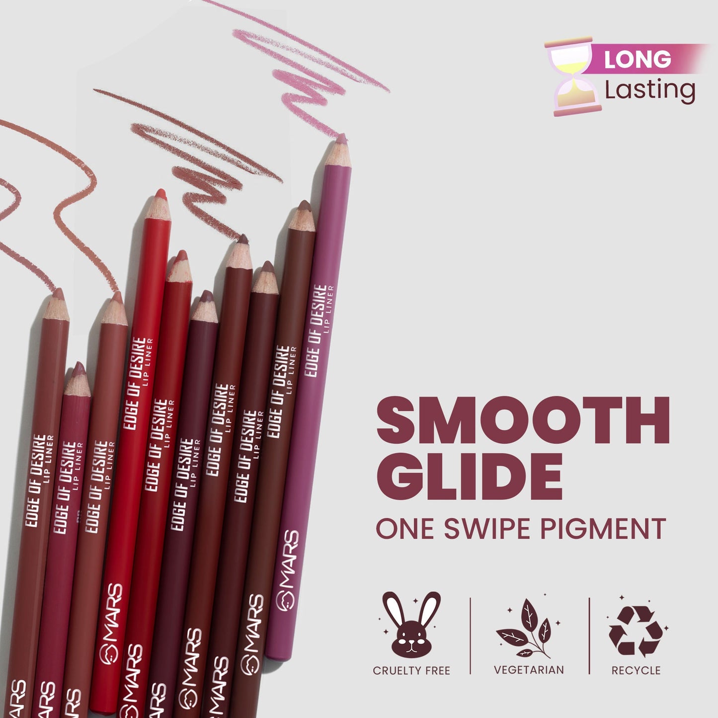 MARS Cosmetics Matte Lip Liner Pack of 10 - Set A - Swadesiicart