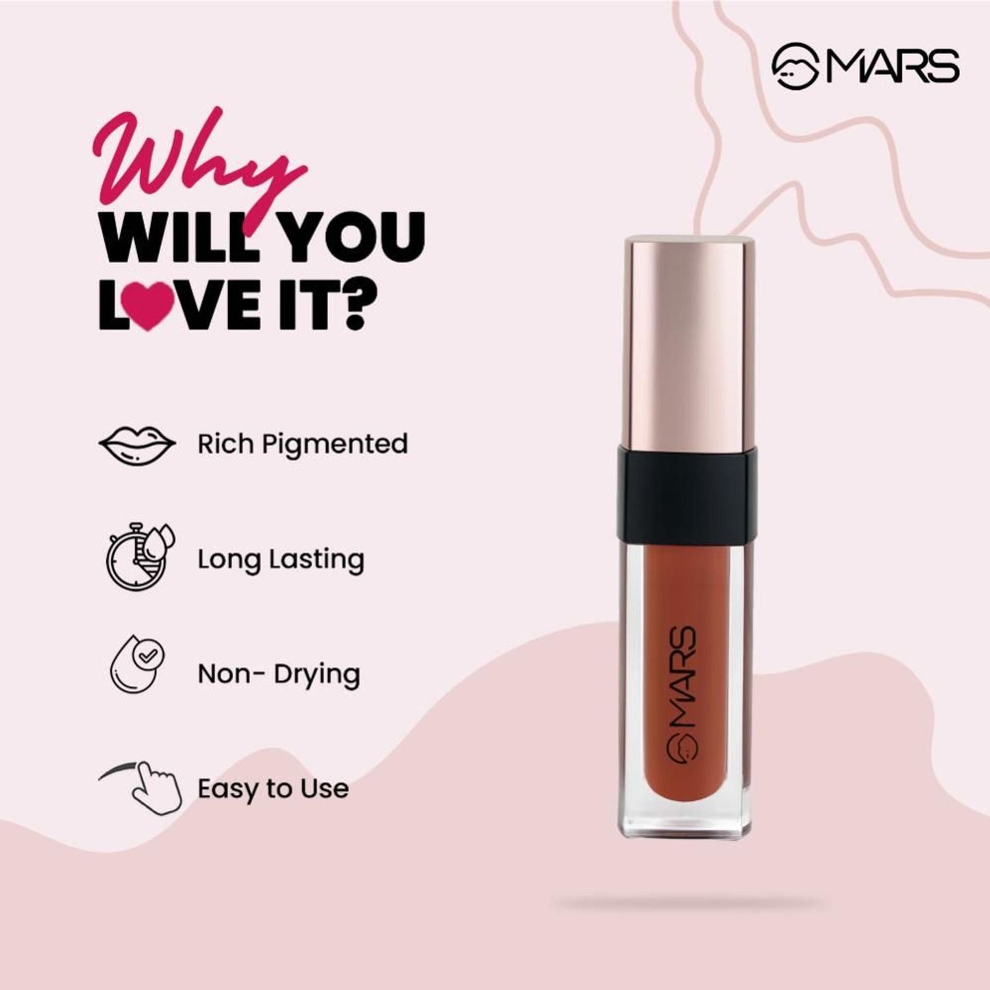 MARS Cosmetics Popstar Non Drying Liquid Mousse Lipstick - 07 Dancing Diva - Swadesiicart