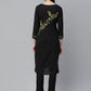 ADA Women Black & Yellow Chikankari Hand Embroidered Sustainable Handloom Kurta with Trousers | Swadesiicart