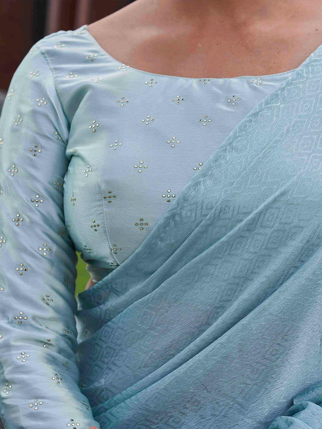 Tikhi Imli Geometric Printed Saree With Tassels | Swadesiicart