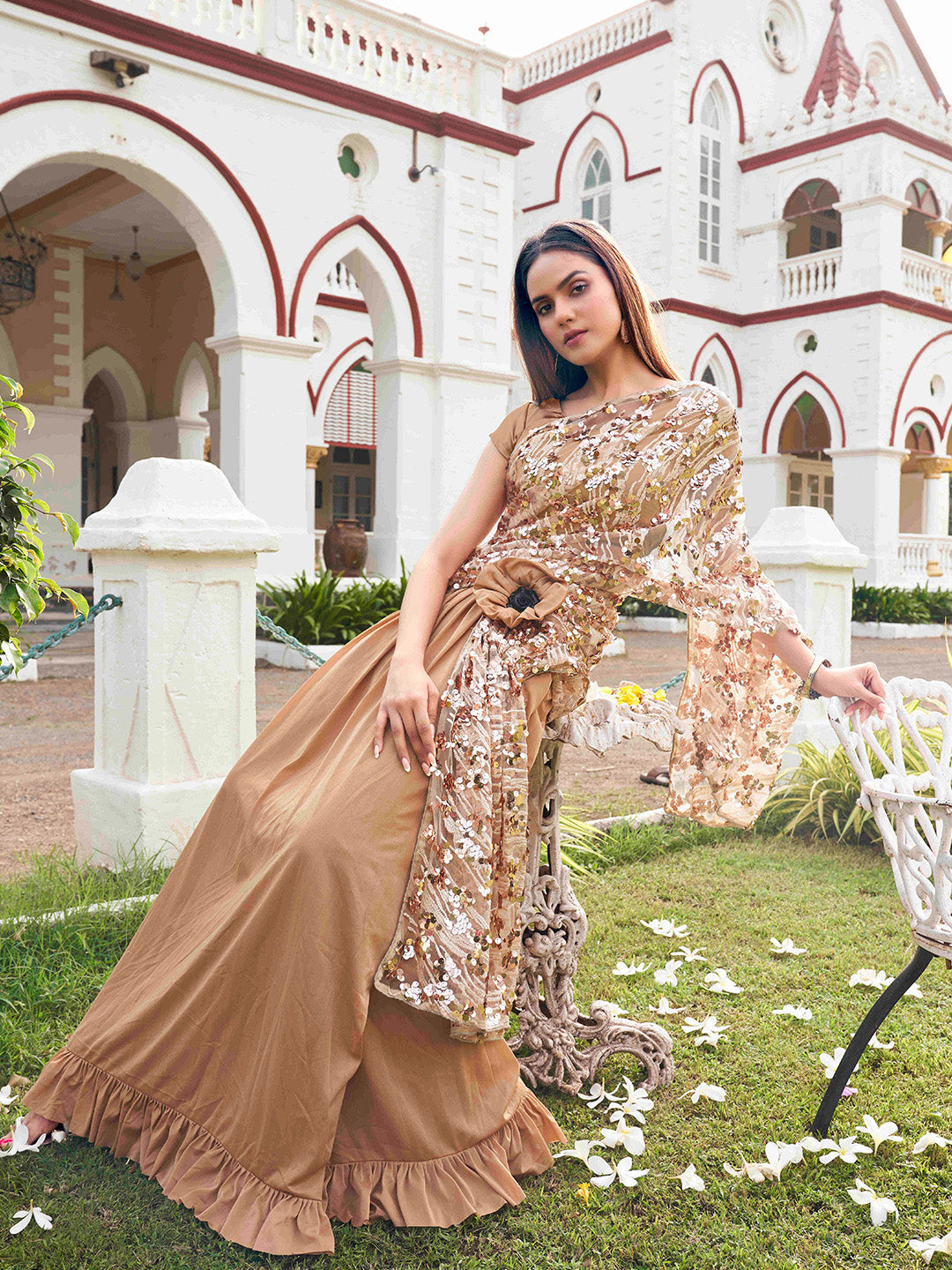 Tikhi Imli Embroidered Sequinned Ready to Wear Saree | Swadesiicart