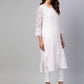 ADA Women Pink & White Chikankari Embroidered Handloom Kurta with Trousers | Swadesiicart