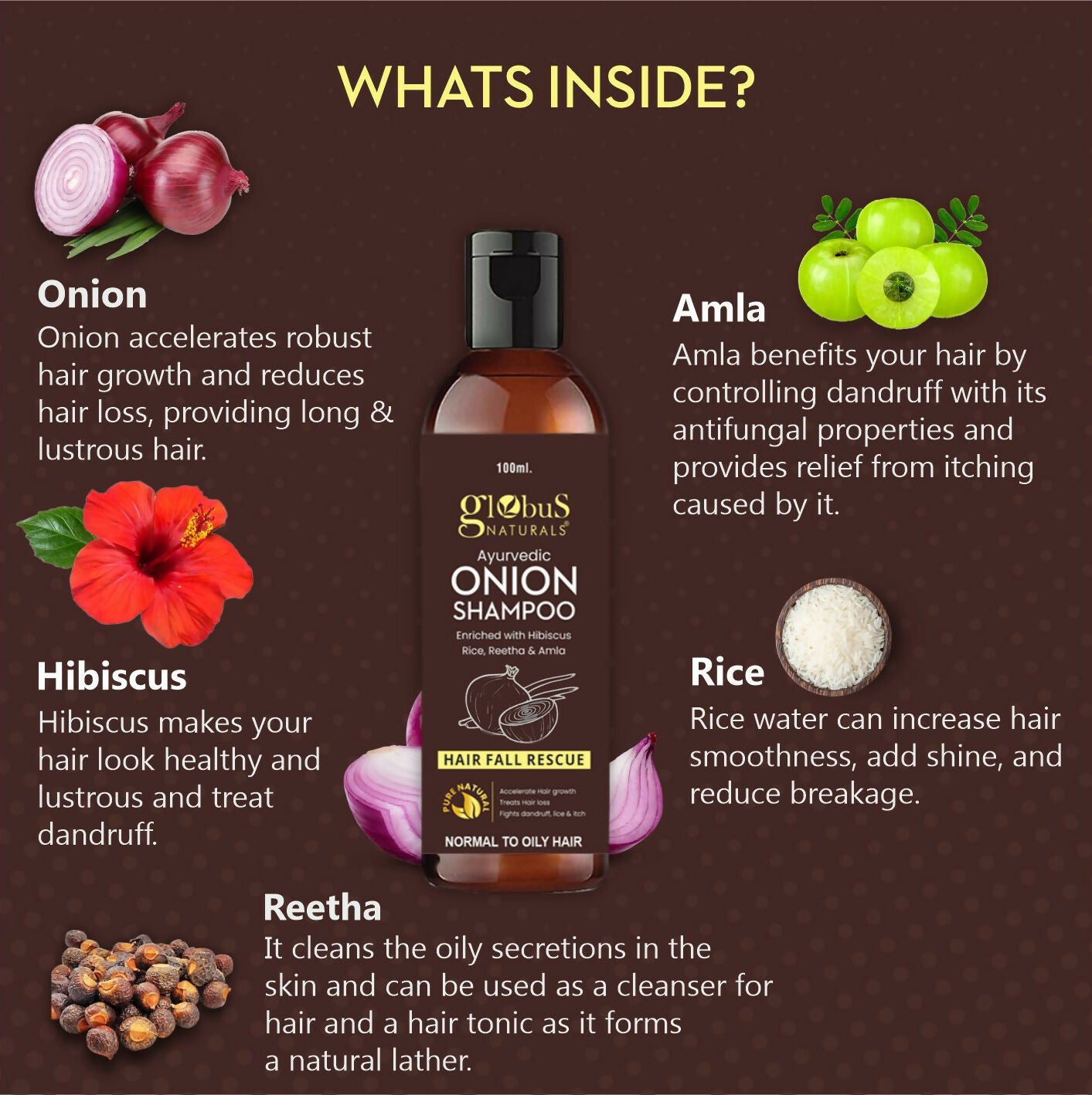 Globus Naturals Onion Shampoo | Swadesiicart