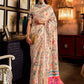 Mitera Cream-Coloured & Pink Woven Design Silk Blend Banarasi Saree | Swadesiicart