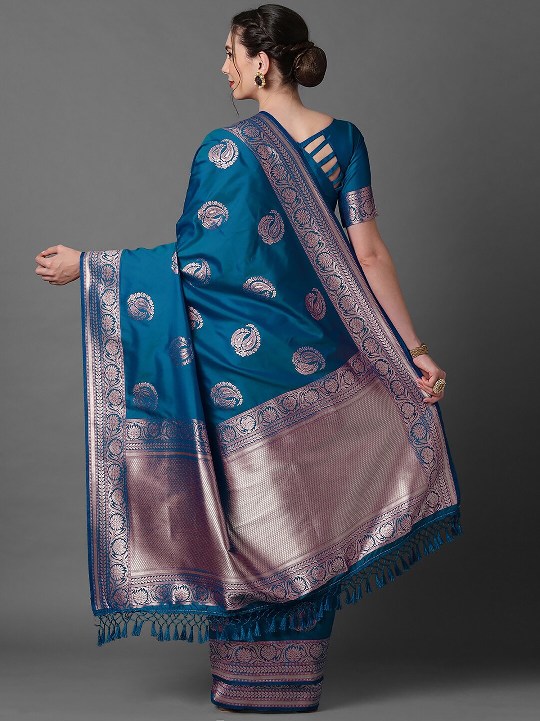 Mitera Ethnic Motifs Woven Design Zari Silk Blend Banarasi Saree | Swadesiicart