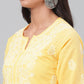 ADA Women Yellow & White Chikankari Hand-Embroidered Straight Kurta | Swadesiicart