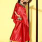 InWeave Women's Red Green Brocade Satin Oneshoulder Kurta Set - Swadesiicart