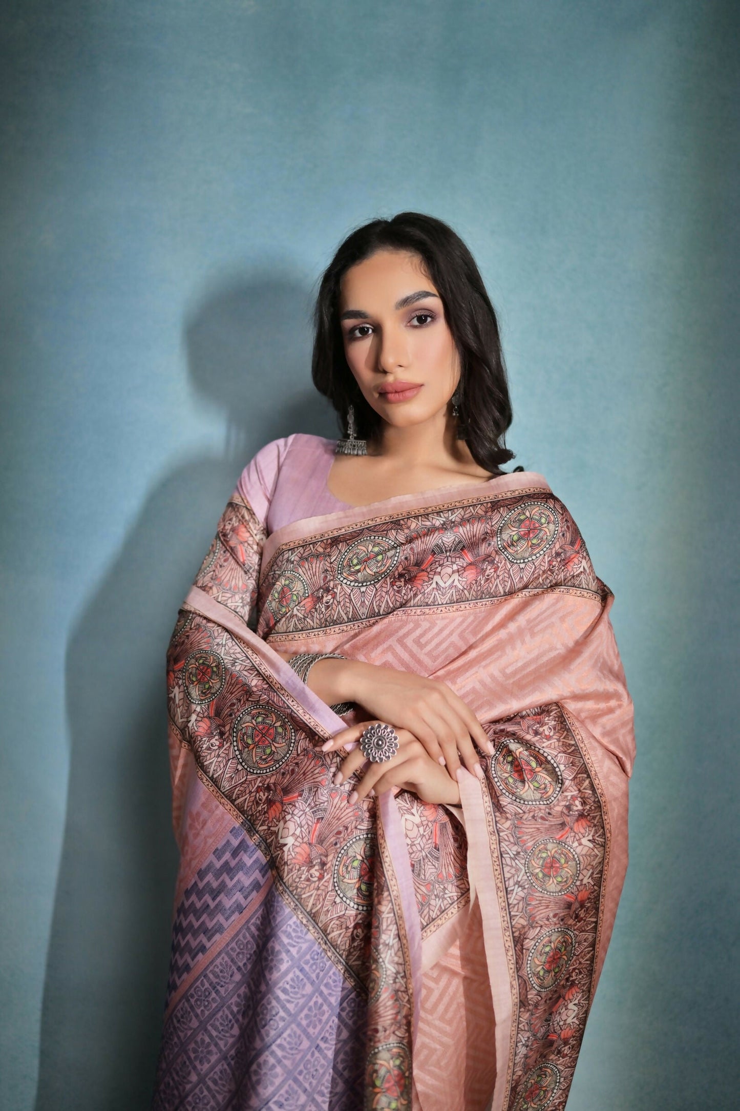Vishnu Weaves Women's Peach Cotton Silk Zari Woven Saree with Blouse - Swadesiicart