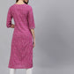 Jaipur Kurti Women Magenta Printed Straight Kurta With Embroidered Yoke Design - Swadesiicart