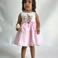 ArthLife White And Pink Unicorn Embroidered Dress
