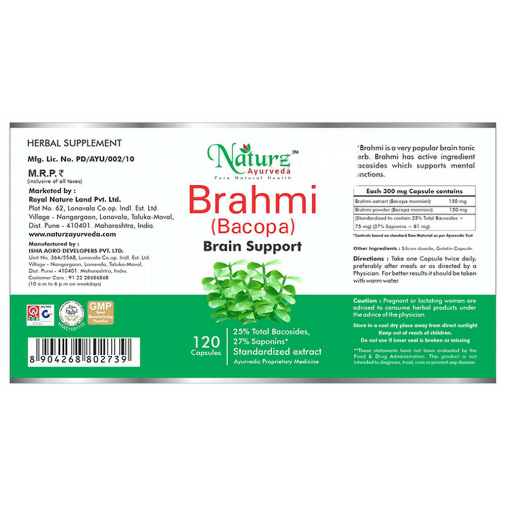 Naturz Ayurveda Brahmi (Bacopa) Capsules | Swadesiicart