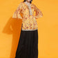 Women Republic Yellow Printed Satin Georgette Shirt With Bell Sleeves And Dhoti | Swadesiicart