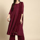 Anouk Women Maroon Ethnic Motifs Embroidered Chikankari Kurta with Palazzos & With Dupatta | Swadesiicart