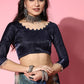 Tikhi Imli Navy Blue Saree with Zari border | Swadesiicart
