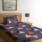 Home Sizzler Grey & White Geometric 144 TC Single Bedsheet with 1 Pillow Covers - Swadesiicart