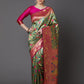 Mitera Green & Blue Silk Blend Woven Design Banarasi Saree | Swadesiicart