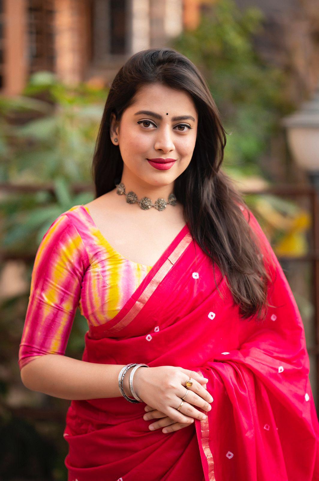 Rani Chanderi Cotton Block Print Saree with Unstitched Blouse - Hiral Fashion | Swadesiicart