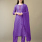 Jyoti Fashion Women's Purple Rayon Embroidery & Sequence work Kurta with Trouser & Dupatta | Swadesiicart