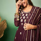 Wine Georgette Handwork Unstitched Dress Material - Hanika | Swadesiicart