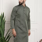 Sojanya Men Green & Beige Jacquard Silk Kurta | Swadesiicart