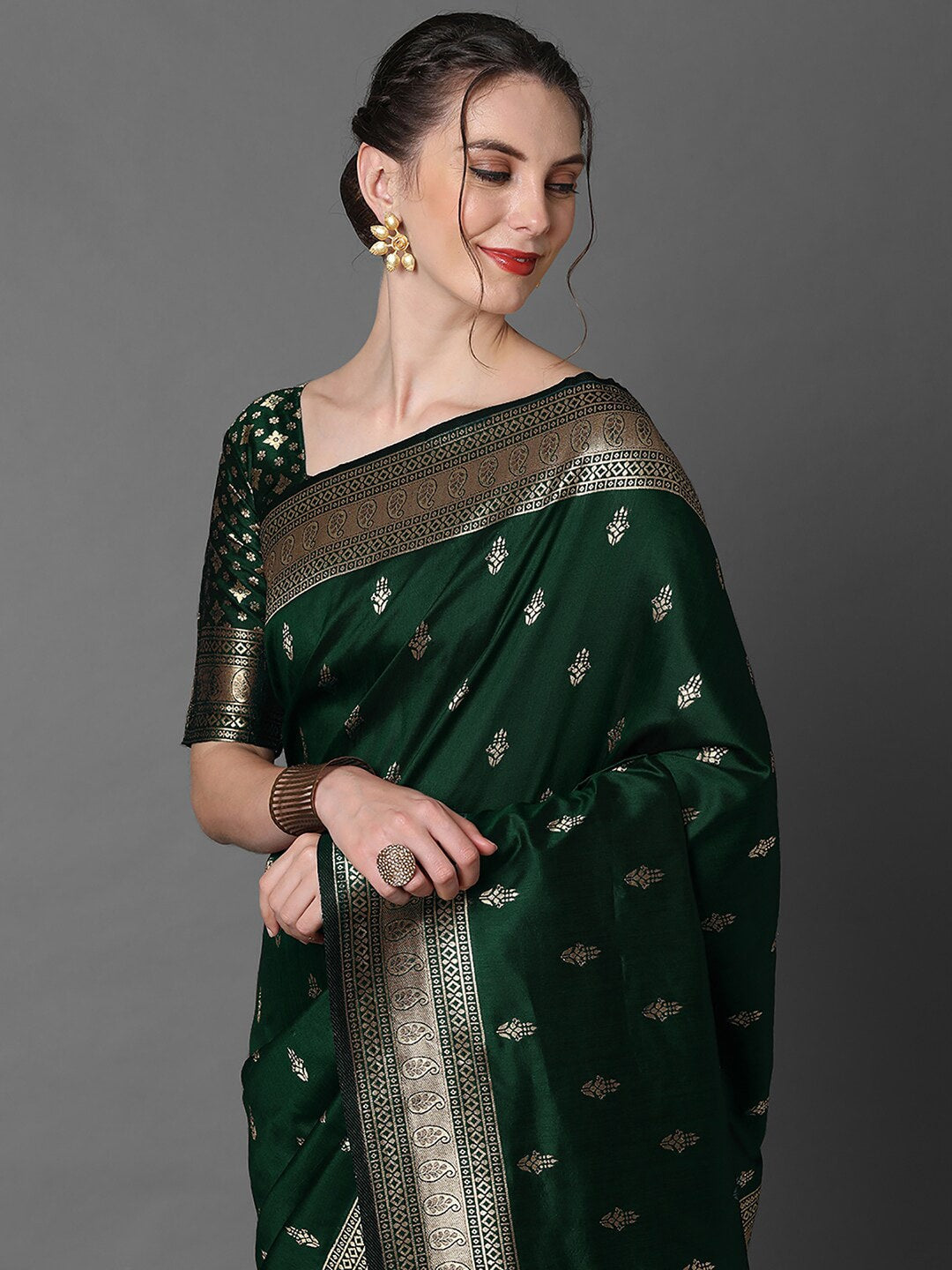 Mitera Ethnic Motifs Woven Design Zari Silk Blend Banarasi Saree | Swadesiicart