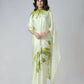 Vastranavya Mint Green Freehand Floral Print Ready to Wear Saree | Swadesiicart