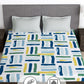 Story@home Arena White & Blue Geometric Printed 180 TC Queen Bedsheet & 2 Pillow Covers - Swadesiicart