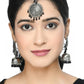 Mominos Fashion Johar Kamal Bahubali Black Beads Earrings With Tikka - Swadesiicart