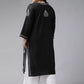 ADA Women Plus Size Black & White Chikankari Hand Embroidered Sustainable Straight Kurta | Swadesiicart