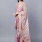 Myshka Women Peach-Coloured White Floral Printed Kurta with Sharara With Dupatta Set | Swadesiicart