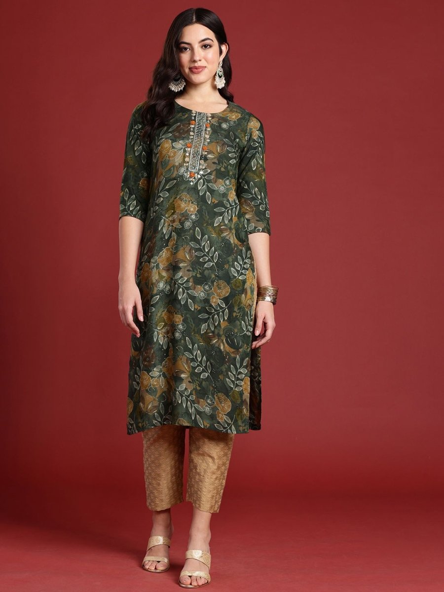 Anouk Women Floral Printed Thread Work Kurta - Swadesiicart