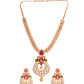 Saraf RS Jewellery Gold-Polished Green & Pink American Diamond Studded & Beaded Handcrafted Jewellery Set - Swadesiicart